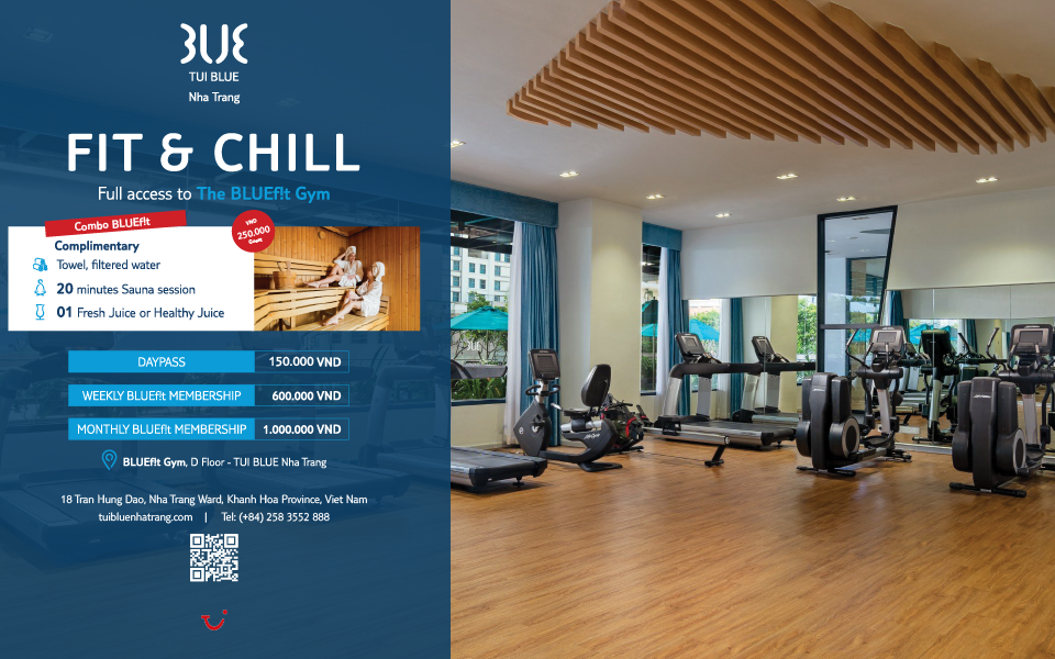 tui blue, fit, chill, bluefit, gym, sauna